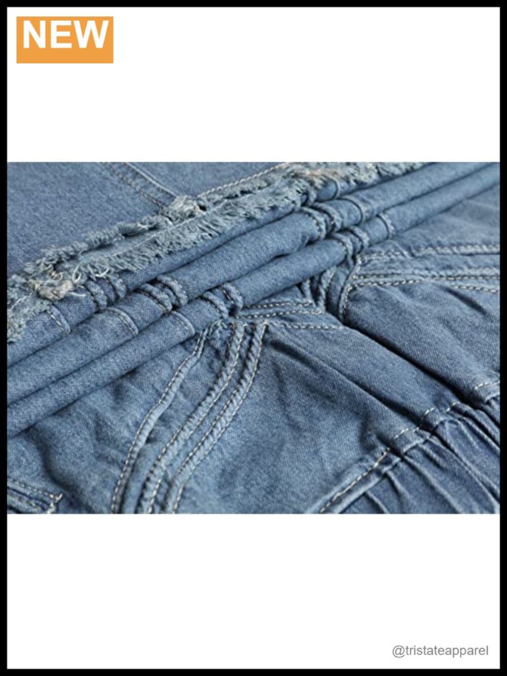 Retro Elastic High Waist Frayed A-Line Maxi Denim Skirt with Pockets - Picture 3 of 5